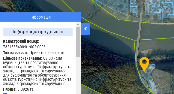 Скрін із кадастрової карти.