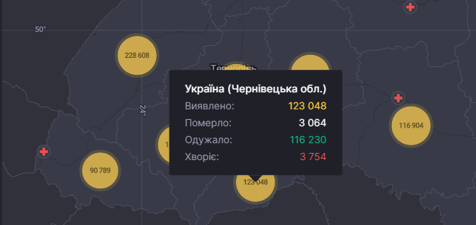 Кількість хворих на коронавірус в Чернівецькій області. Інформація covid19.rnbo.gov.ua