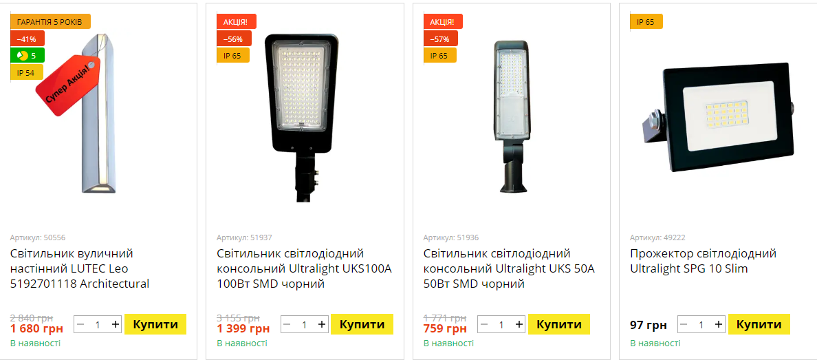 LED прожектори та прожектори з датчиком